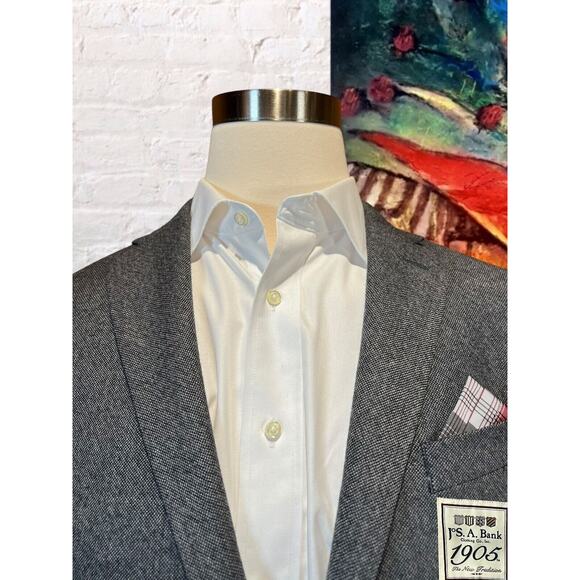 Jos A Bank 1905 41R Slim Charcoal Gray Twill Blazer Sport Suit Jacket - Picture 2 of 16